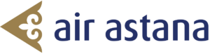 Air Astana – Logo der kasachischen Fluggesellschaft mit traditionellem Symbol in Gold und Blau